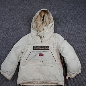 Napapijri Jacket Kids 4 White Hooded Anorak Pullover Puffer Insulated Winter